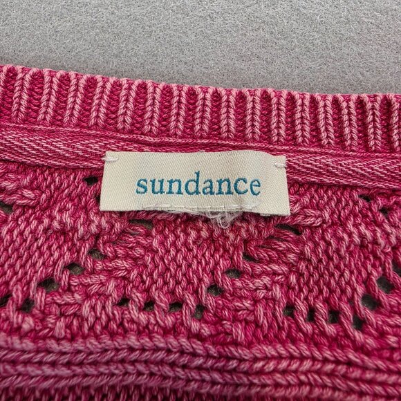 Sundance Boxy Cable Knit Sweater V-neck Drop Sleeve Split Side Hem Chunky Knit L - Picture 5 of 7